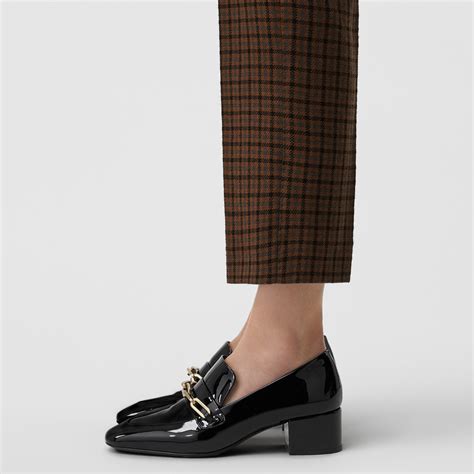 burberry link detail patent leather block heel loafers|Burberry Patent Leather Block.